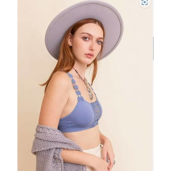 Blue Boho Eye Lace Applique Bralette - Picture 2 of 4